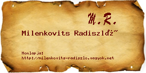 Milenkovits Radiszló névjegykártya